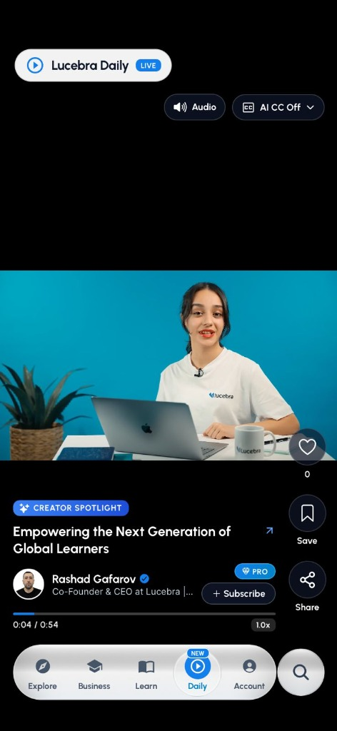Lucebra Daily Mobile App Screen